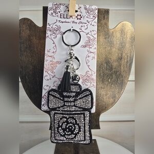 Ella Black and Silver Floral Bag Charm